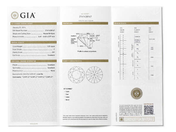 GIA diamond grading report
