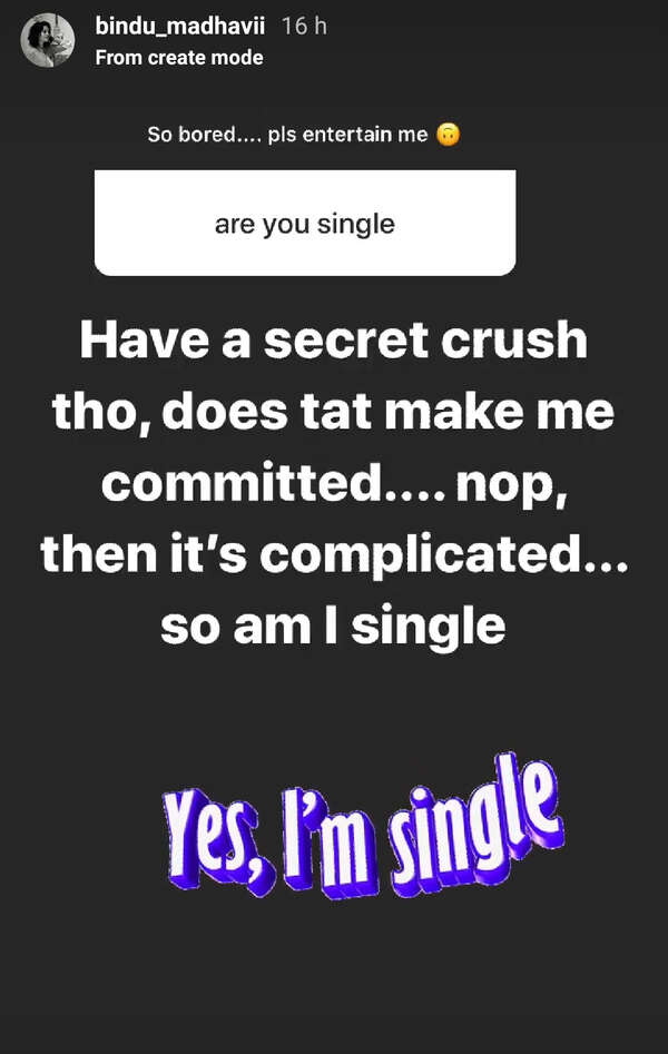 Bigg Boss Tamil 1 fame Bindu Madhavi quips about relationship status; says ‘she has a secret crush but she’s single’