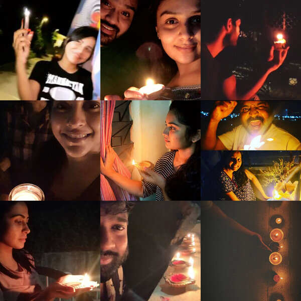 Celebs light diyas and flash lights