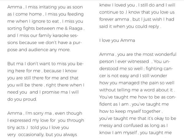 Prerna's letter