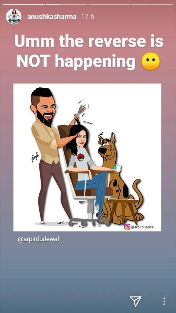 Anushka Sharma reacts to a fan-made cartoon of Virat Kohli giving her a hair-cut and it is simply hilarious! | Hindi Movie News - Times of India Anushka Sharma reacts to a fan-made cartoon of Virat Kohli giving her a hair-cut and it is simply hilarious! | Hindi Movie News - Times of India