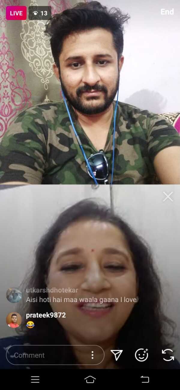 Kavita in a live session, with one of her fans