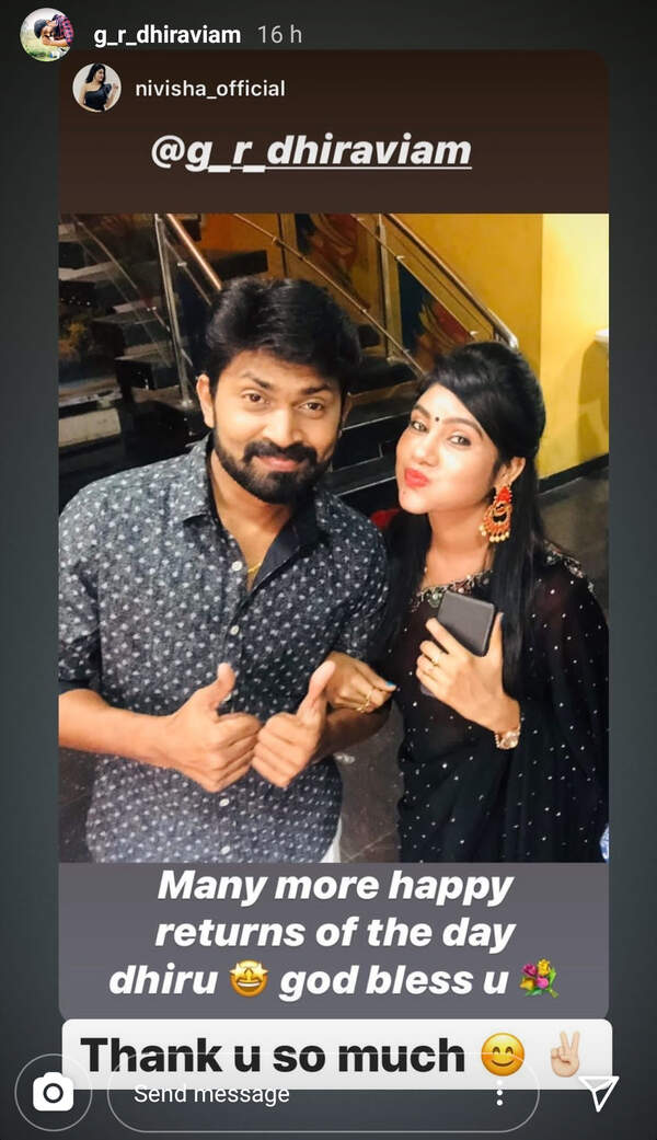 Nivisha wishes Dhiraviam Rajakumaran on his Birthday