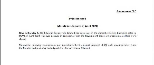 Maruti press release