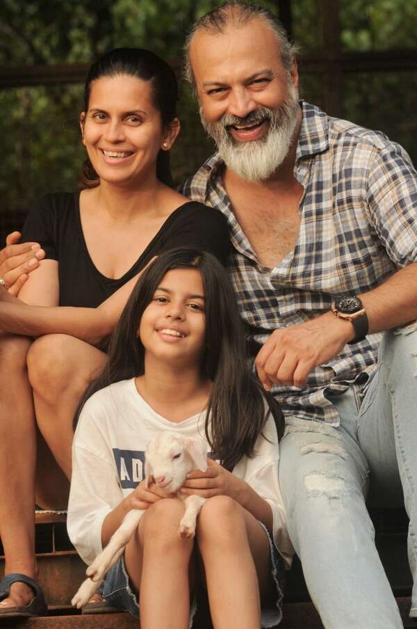Bijay Anand with his wife, Sonnali K Khare and daughter, Sanayaah