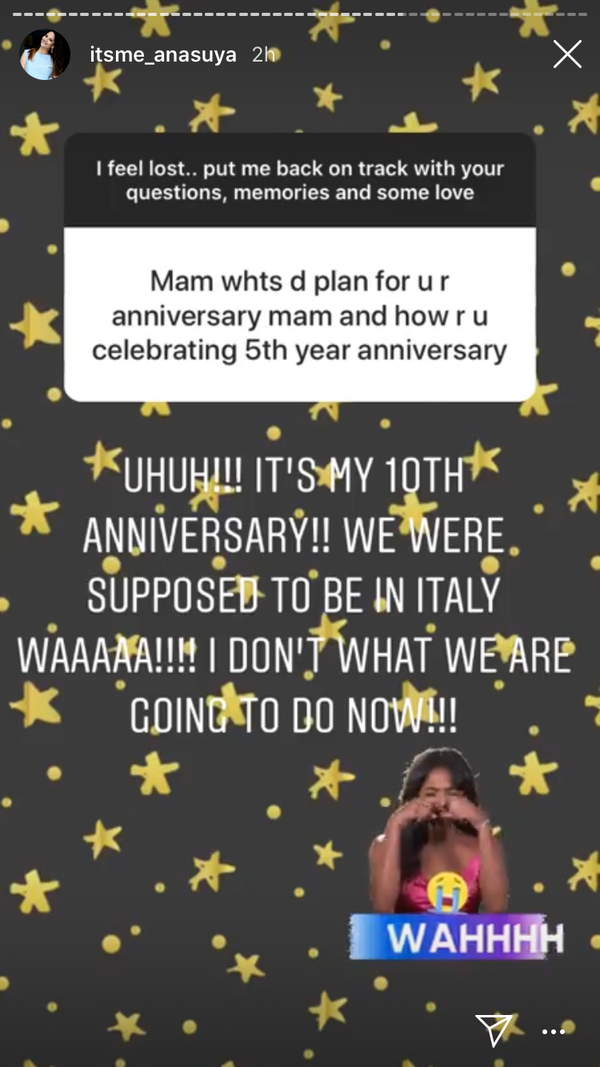Anasuya's 10th wedding anniversary plan