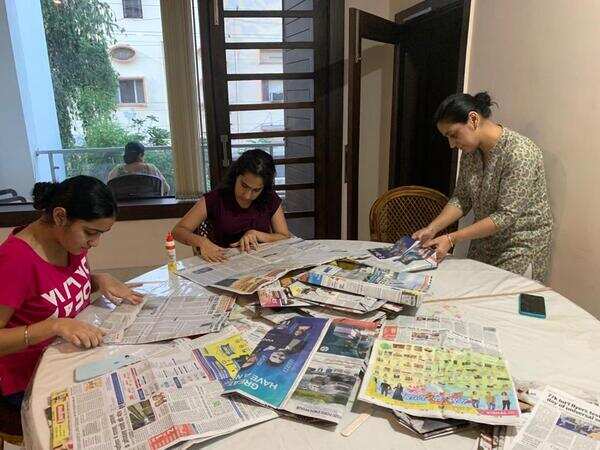 Paper bag making in process