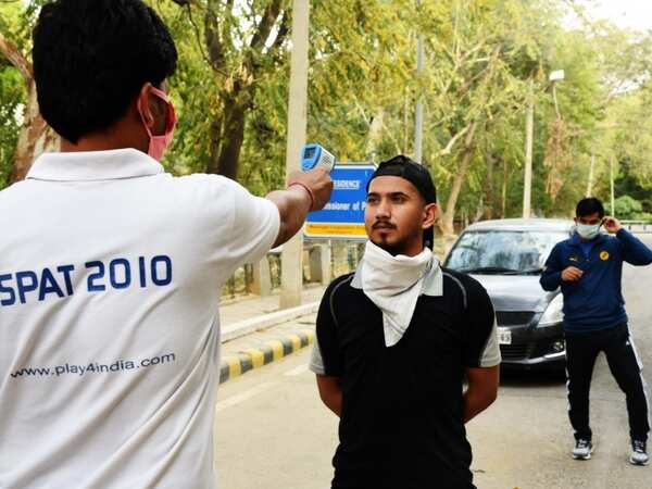 Among the safety measures followed at the stadium are mandatory temperature checks at the entrance