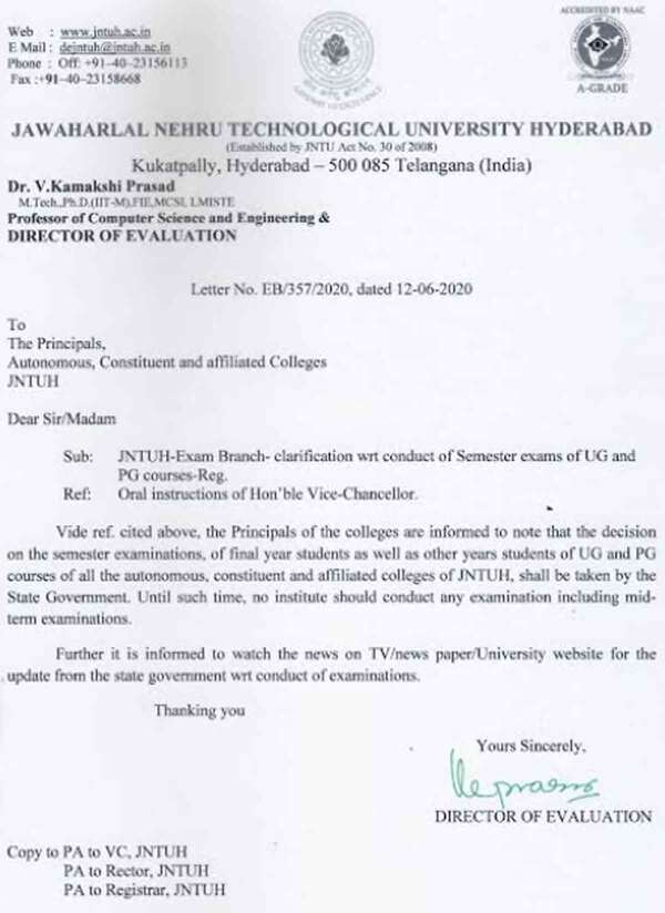 JNTUH postpones UG/PG exams