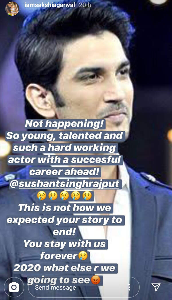 Sakshi Agarwal on Sushant Singh Rajput's demise