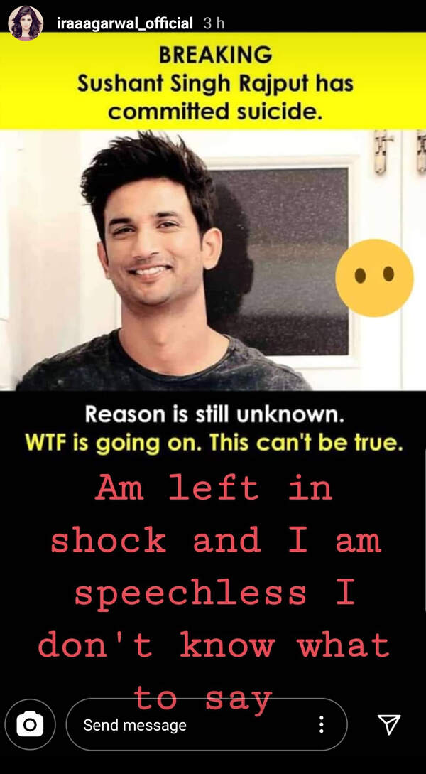 Iraa Agarwal on Sushant Singh Rajput's demise