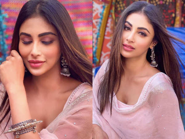 Mouni Roy in Antique Earrings - Jewellery Designs