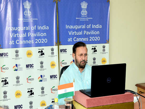 Prakash Javadekar at the virtual inauguration of the India Pavilion at Cannes Film Market