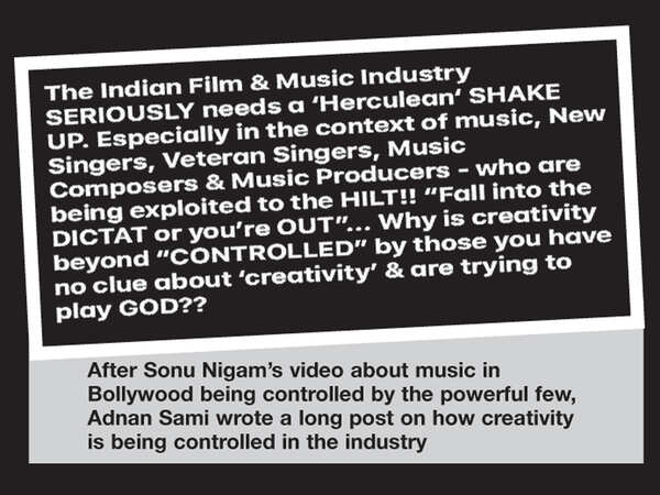 Adnan Sami wrote a long post on how creativity is being controlled in the industry