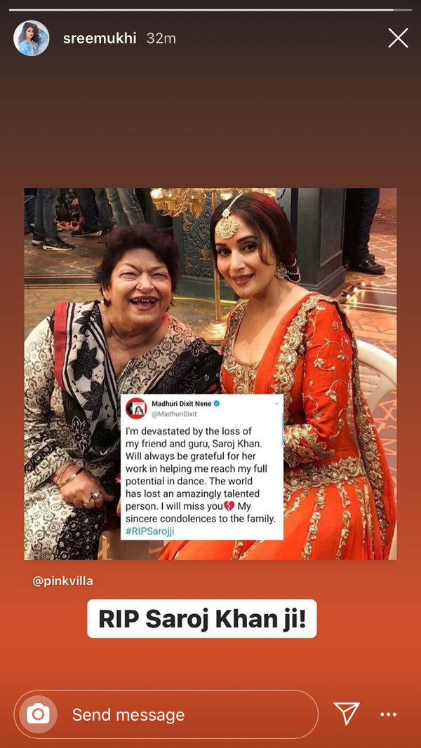 Sreemukhi mourns Saroj Khan's demise