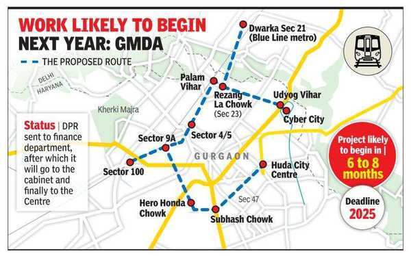 Metro Route Delhi To Gurgaon Gurugram Metro Likely To Have Station Near Proposed Ikea Store, Plan Sent  For Nod | Gurgaon News - Times Of India