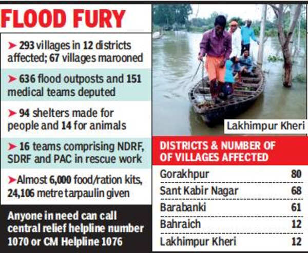 UP: 293 villages hit as three rivers flow above danger mark | Lucknow News - Times of India UP: 293 villages hit as three rivers flow above danger mark | Lucknow News - Times of India