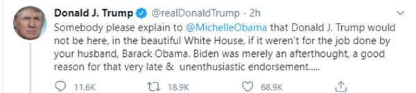 Donald Trump pushes back against Michelle Obama speech - Times of India