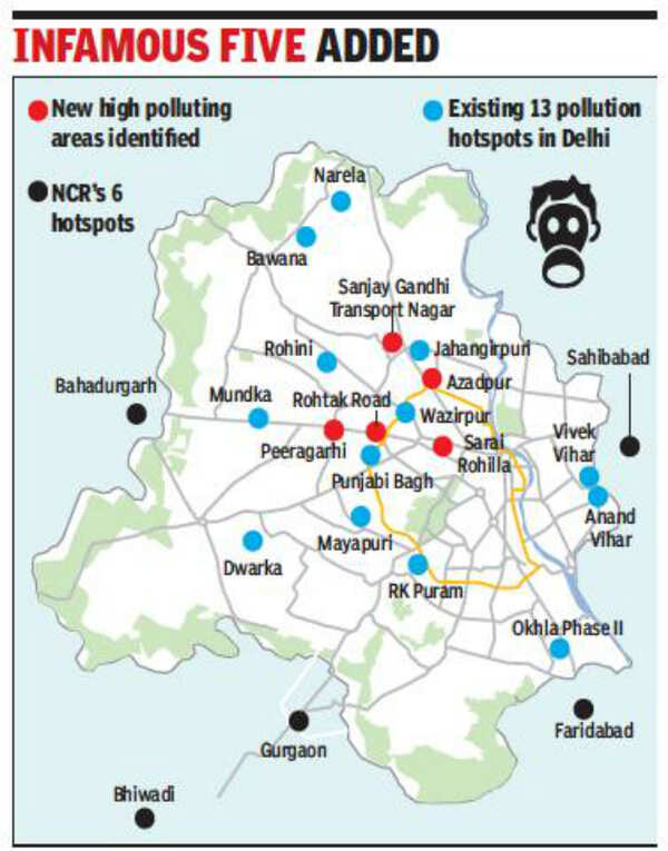 Five high-polluting areas near hotspots identified in Delhi-NCR | Delhi ...