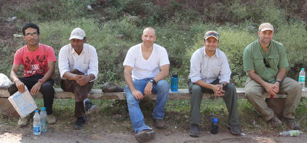 The team that made the discovery. (L to R) Ningthoujam Premjit Singh (Panjab University), Rajeev Patnaik (Panjab University), Chris Gilbert (Hunter College, CUNY), Biren Patel (USC), and Chris Campisano (Arizona State University))