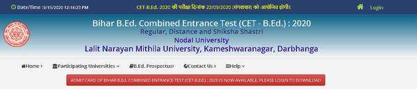 Bihar BEd Admit Card: Bihar CET B.Ed. Admit Card 2020 Released, Check ...