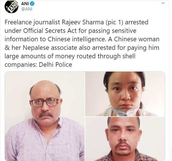 Arrested scribe Rajeev Sharma was passing information on India's border ...