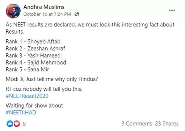 facebook post.