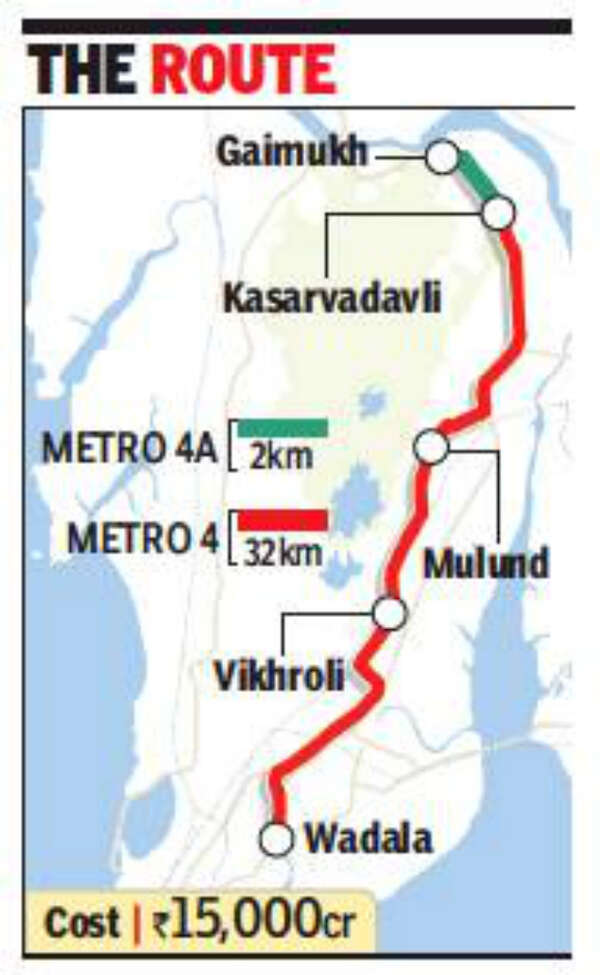 Mumbai Metro Line 4 Stations Map Mumbai: German Loan Of Rs 4,800 Crore For Metro Lines 4 And 4A | Mumbai  News - Times Of India