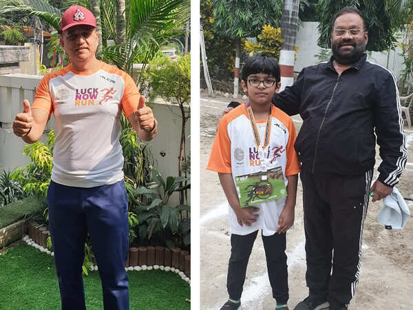 (L) Binod Singh (R) Swami Prasad Maurya with his grand son (BCCL)