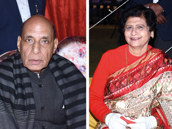 (L) Rajnath Singh (R) Sanyukta Bhatia (BCCL/ Vishnu Jaiswal)