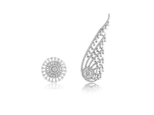 Manufacturer of 18kt rose gold green stone drop shaped diamond earrings   Jewelxy  238835