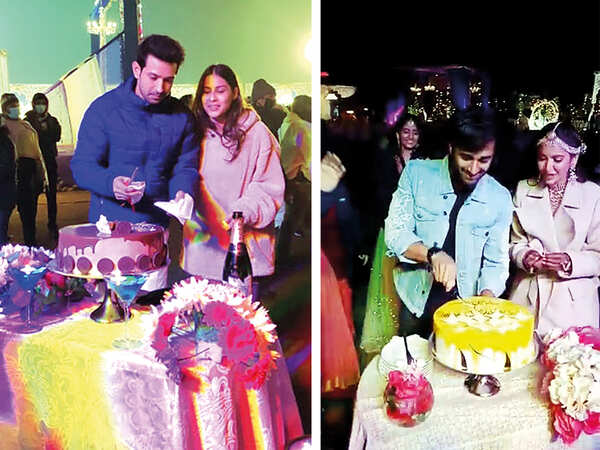 (L) Vikrant treats himself to cake in Lucknow (R) Pulkit Samrat celebrated his birthday on Dec 29 with Kriti Kharbanda (BCCL)
