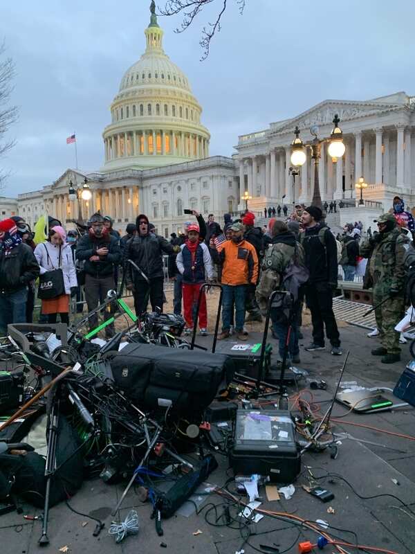 Trump supporters destroy media equipment AFP 635