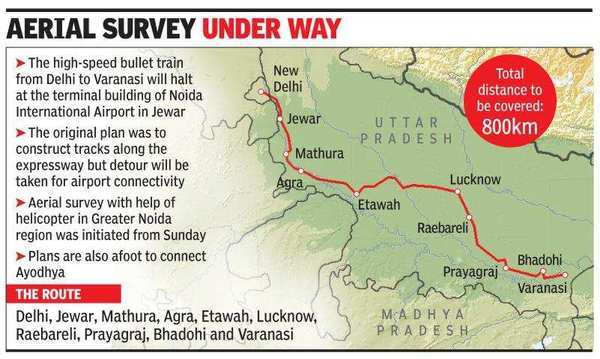 Road Map From Delhi To Varanasi Via Agra On Delhi-Varanasi High-Speed Route, Station Planned Inside Airport Complex  | Noida News - Times Of India