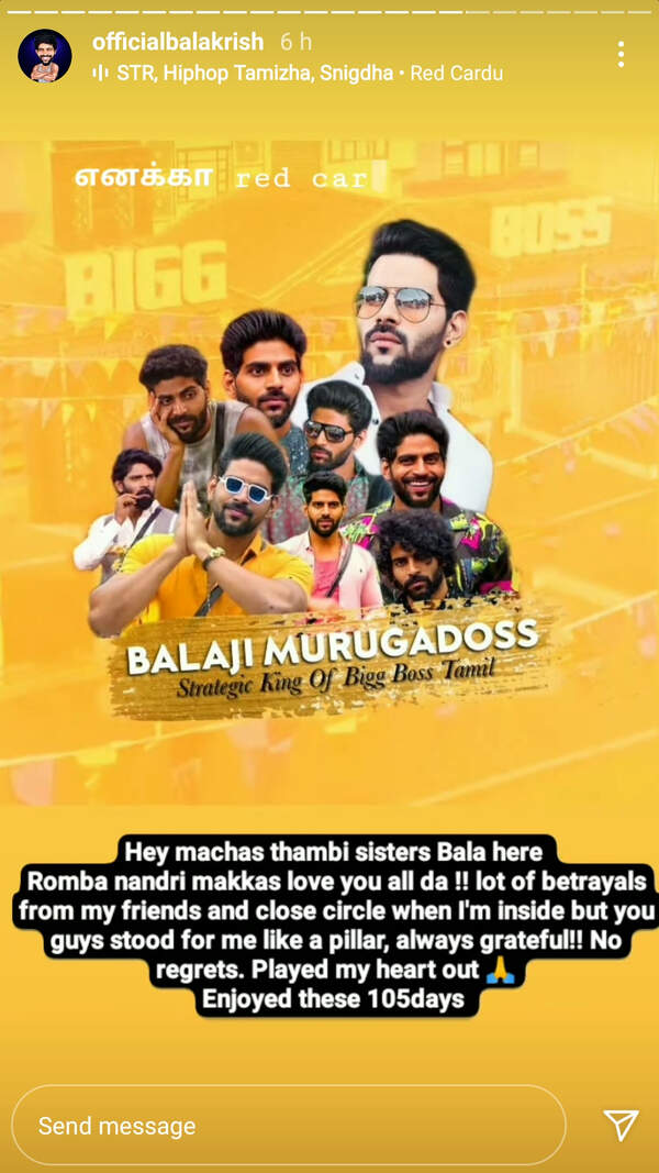 BB Tamil 4 runner up Balaji Murugadoss shares a heartfelt thanks note; says, “lot of betrayals from my friends but you guys stood for me”