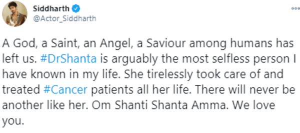 Siddharth on Dr Shanta