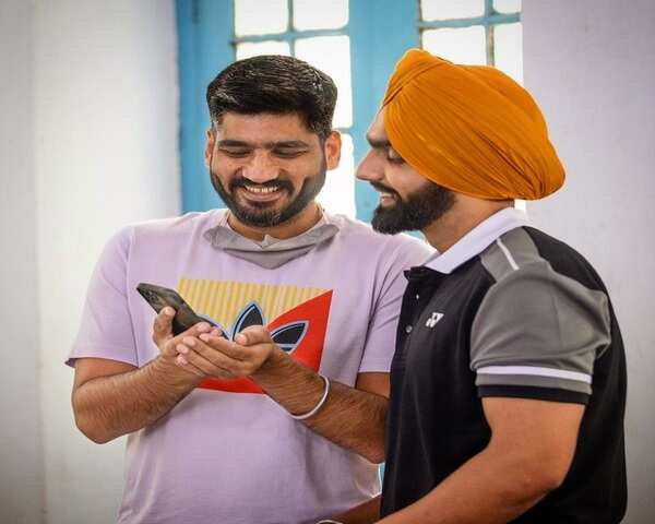 Jagdeep with actor Ammy Virk