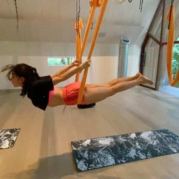 Aerial yoga is a fun and novel workout, but it has the potential