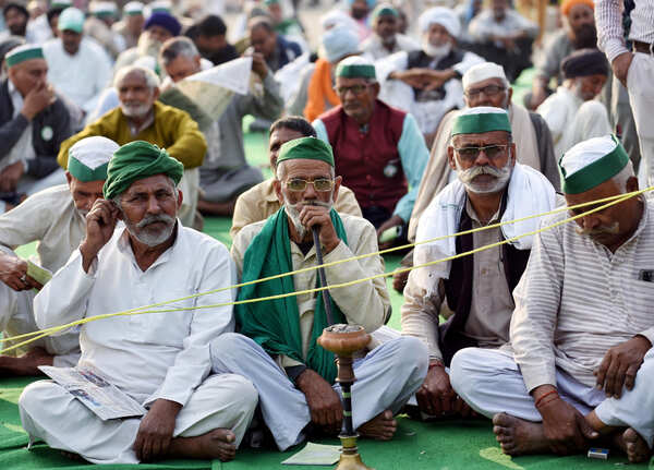 Farmers sitting at Ghazipur Border during a protest against farm laws feb15 ANI635