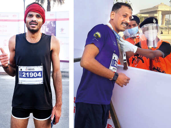 (L) Sunil CK (R) Volunteers wore masks, face shileds and gloves at the event (BCCL/ Vishnu Jaiswal)