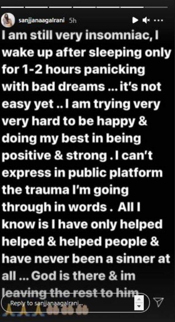 Sanjanaa on her health condition