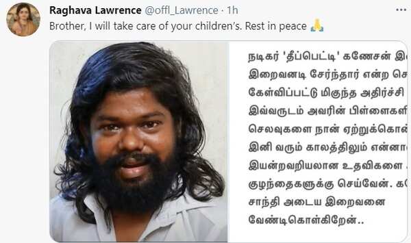 Raghava Lawrence Tweet