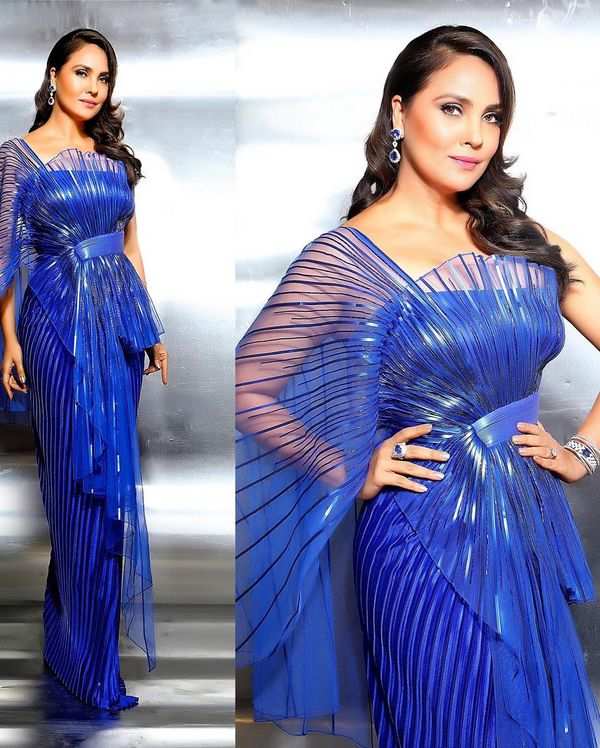 lara-dutta-harpers-louis-vuitton-blue-dress - High Heel Confidential