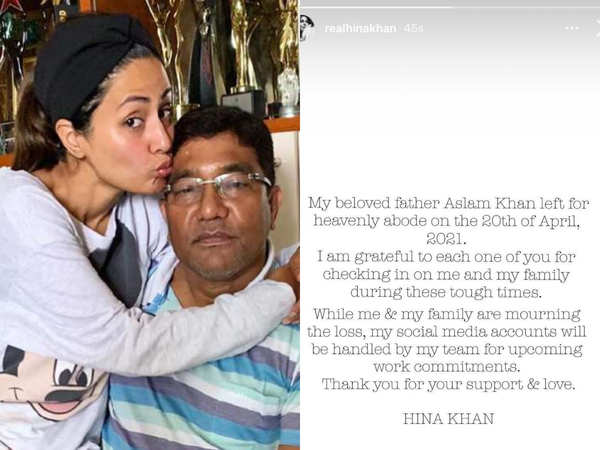 Hina Khan Thanks Those For Checking On Her After Her Father's Demise 