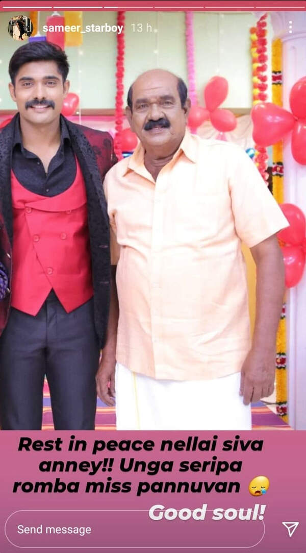 Sameer Ahamauthu of Sillunu Oru Kaadhal mourns Nellai Siva's demise