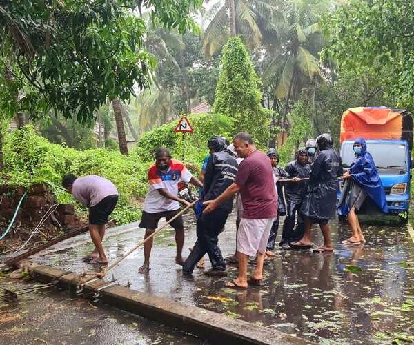 Villagers helping out