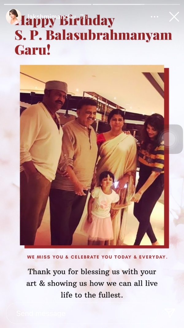 Lakshmi Manchu on SPB