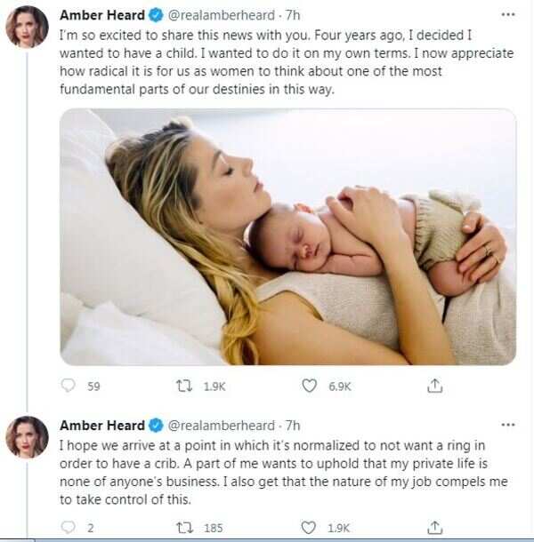 Amber Heard baby girl through surrogacy Times of India