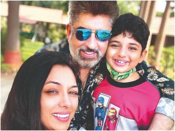 Rupali ganguly with her husband, Ashwin K Verma, and son, Rudransh