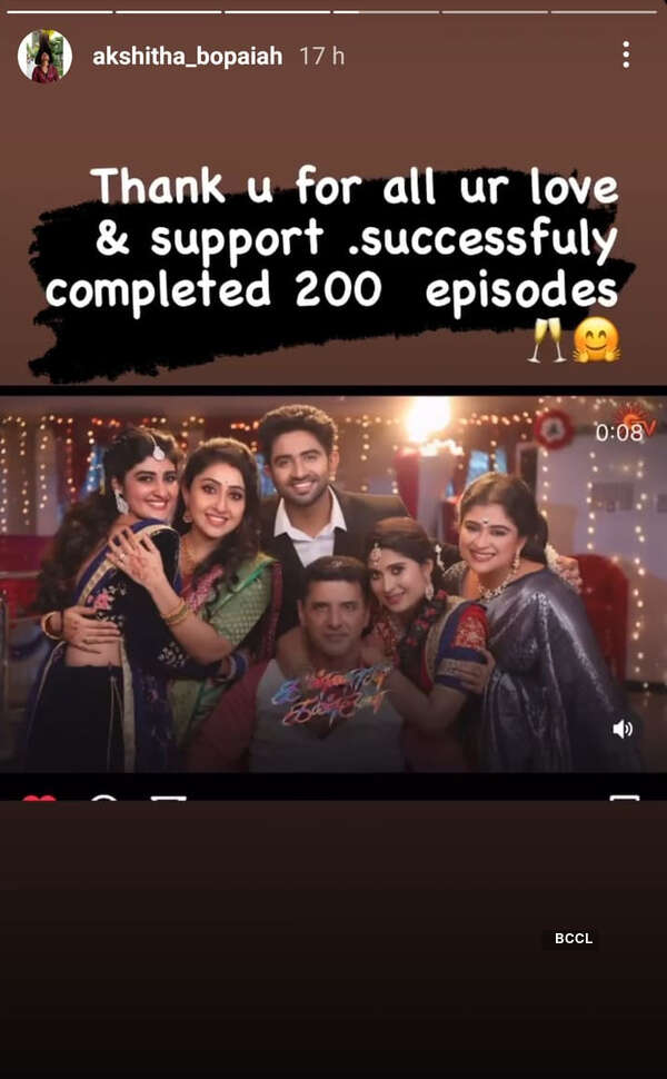 Kannana Kanne crosses 200 episodes; Akshitha Bopaiah thank fans